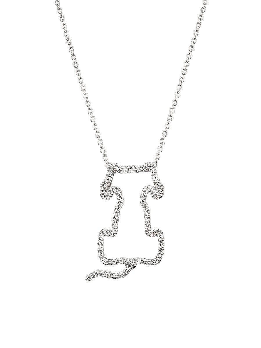 Women's Tiny Treasures 18K White Gold & 0.24 TCW Diamond Dog Pendant Necklace - White Gold