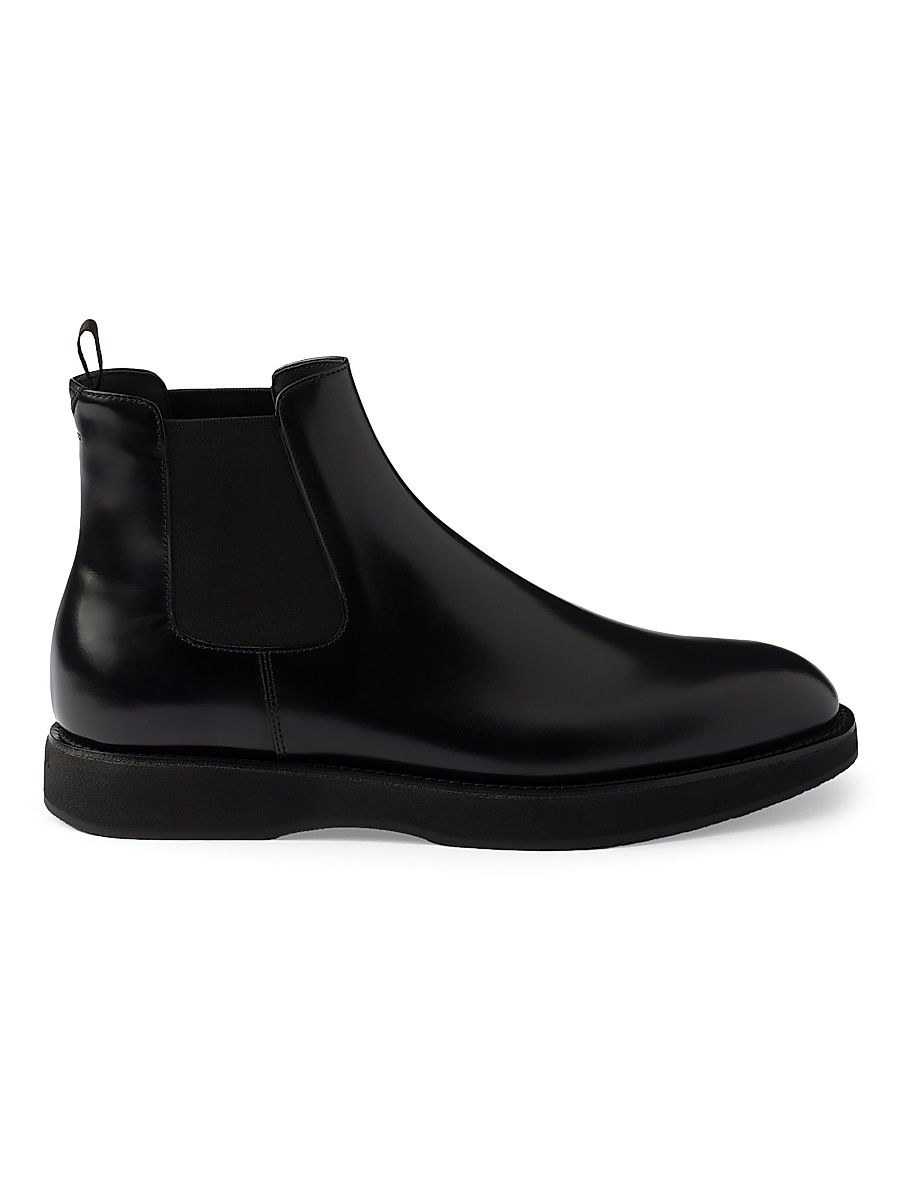 Men's Brushed Leather Chelsea Boots - Black - Size 12