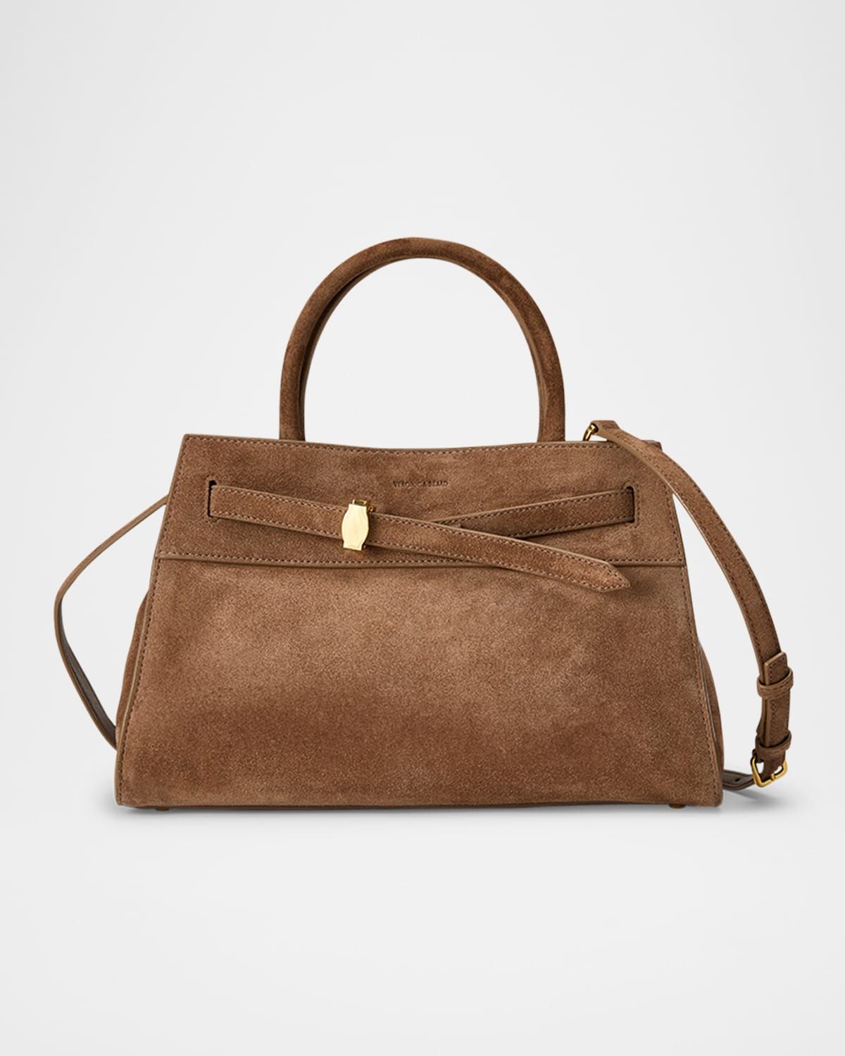 Dash Belted Suede Top-Handle Bag