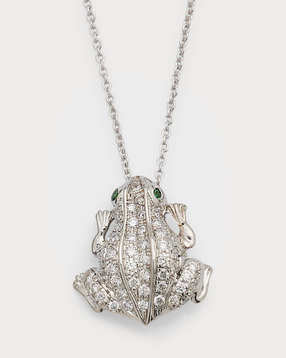 18K White Gold Diamond Frog Necklace