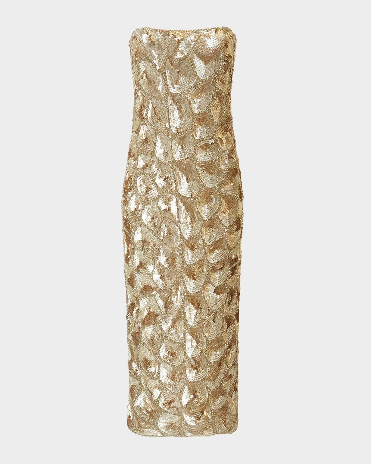 Sigrid Strapless Sequin Midi Dress