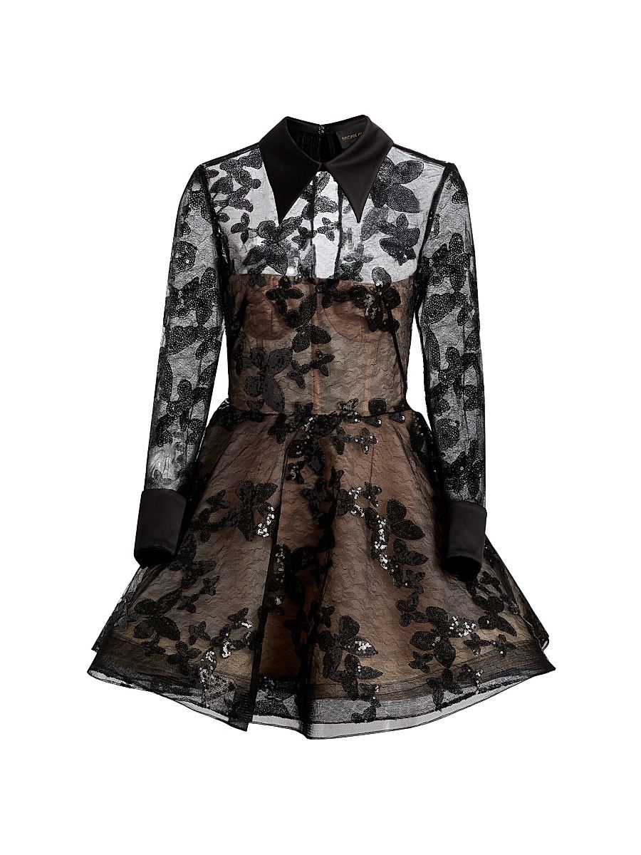 Women's Maraya Jasmine Sequin Lace Minidress - Black - Size XL