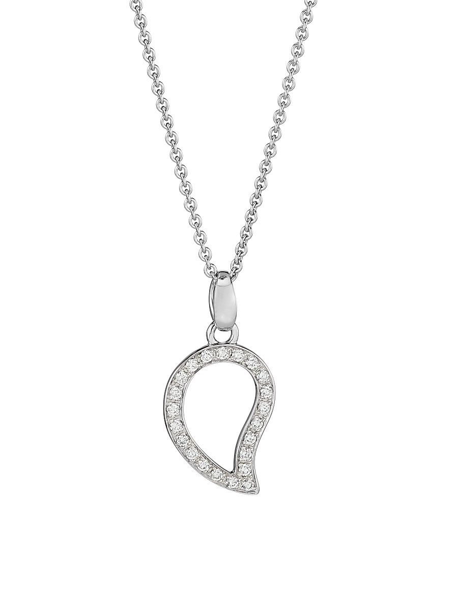 Women's Signature Small 18k White Gold & Diamond PavéPendant Necklace - White Gold