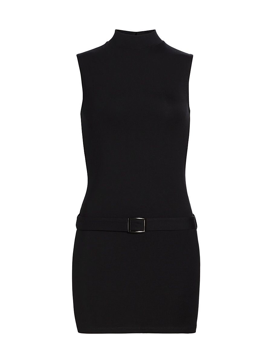 Women's Jemma Belted Knit Minidress - Black - Size XL