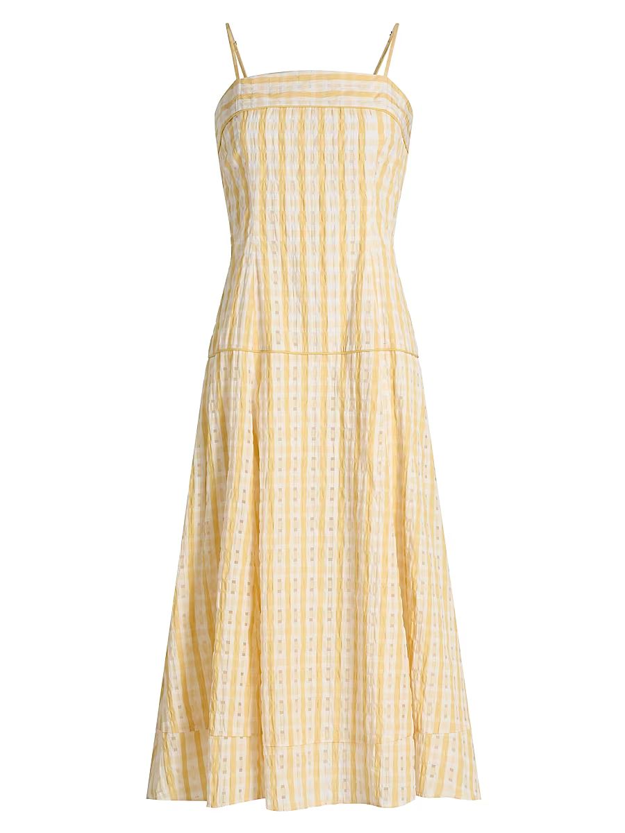 Women's Drop Me A Note Checked Seersucker Midi-Dress - Yellow - Size 8
