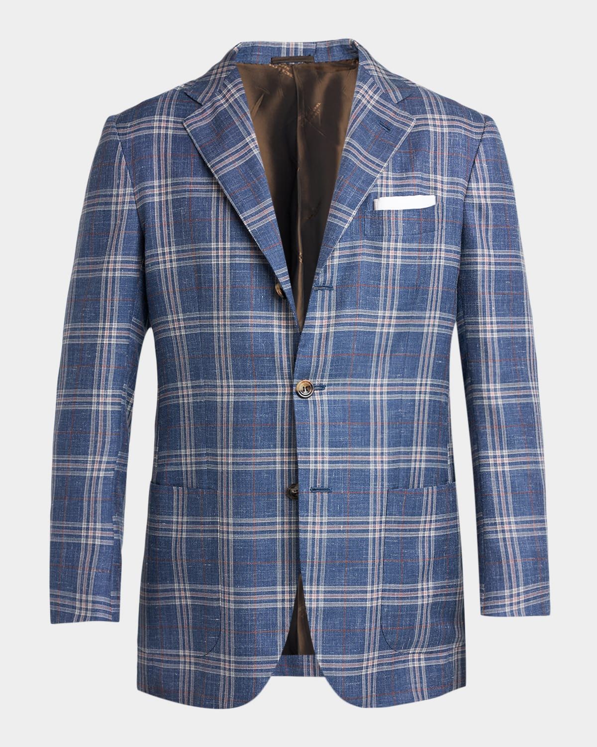 Men & apos;s Wool, Silk and Linen Glen Plaid Single-Breasted Sport Coat