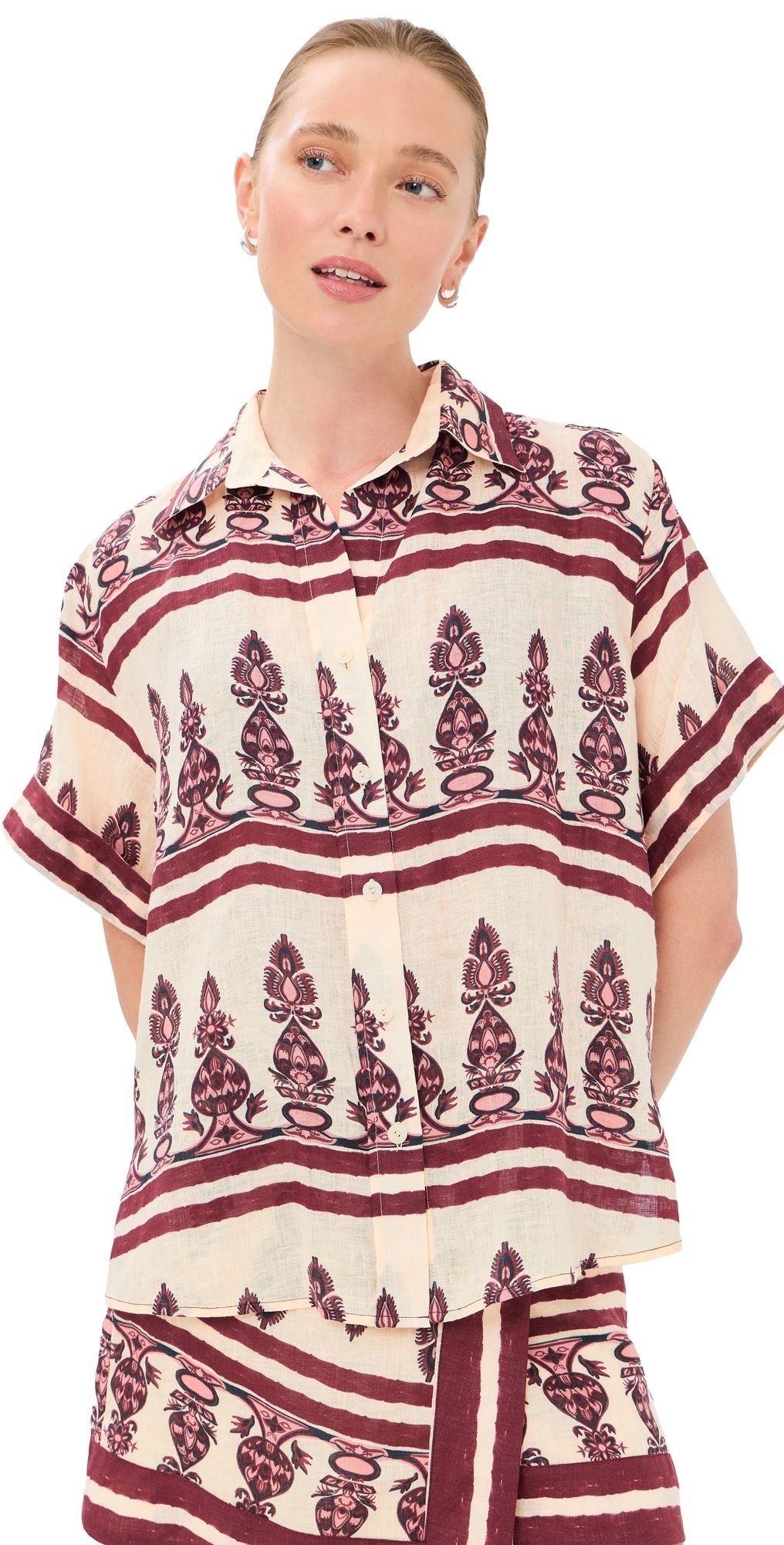 Johanna Ortiz La Creciente Shirt ECRU/WINE 8