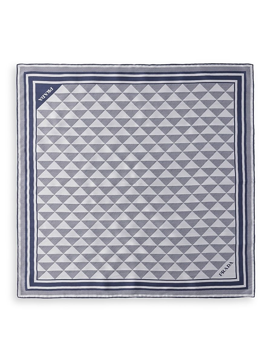 Women's Printed Silk Twill Square Scarf - Light Blue