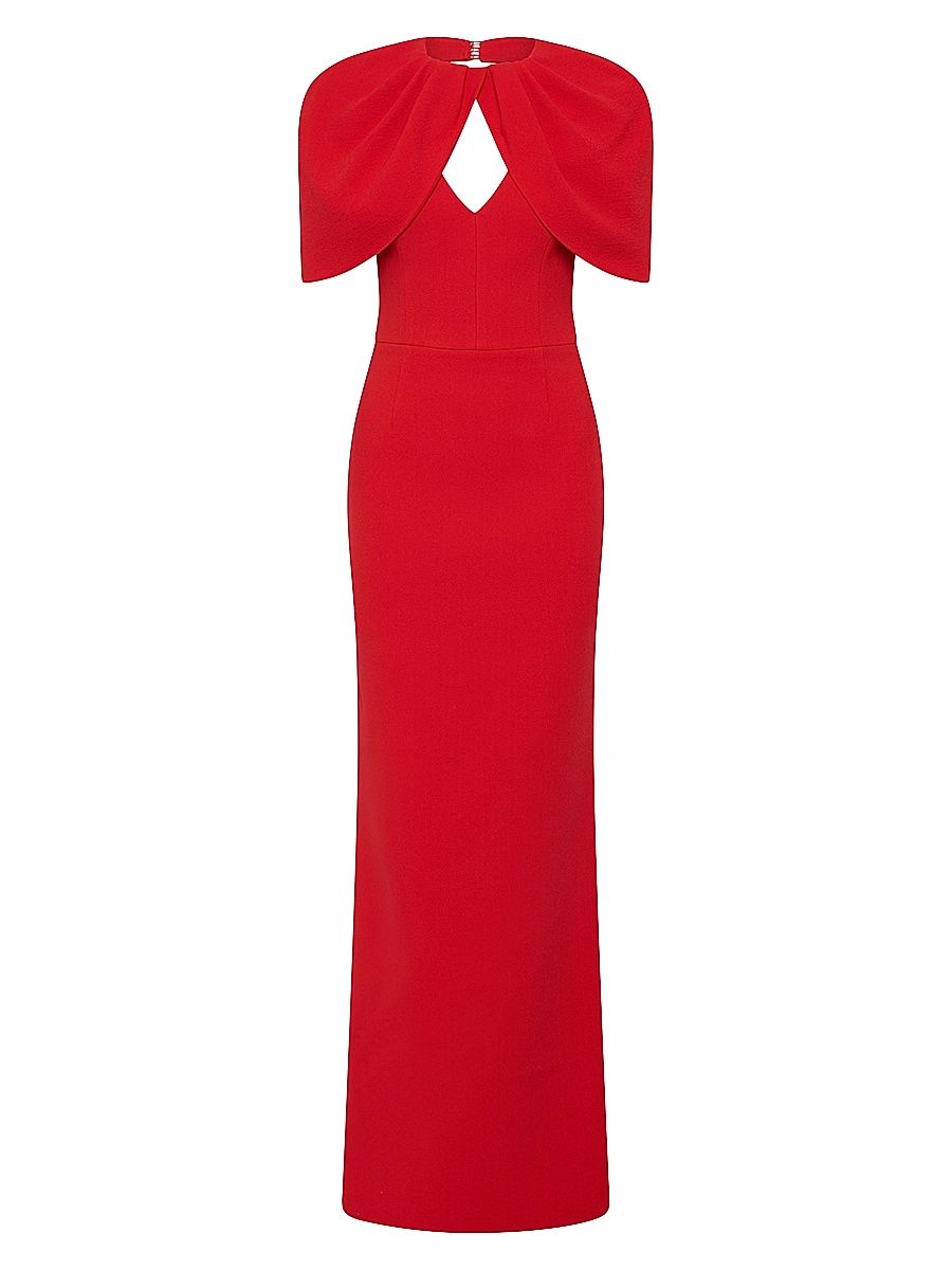 Women's Cameron Cape-Sleeve Gown - Red - Size 10