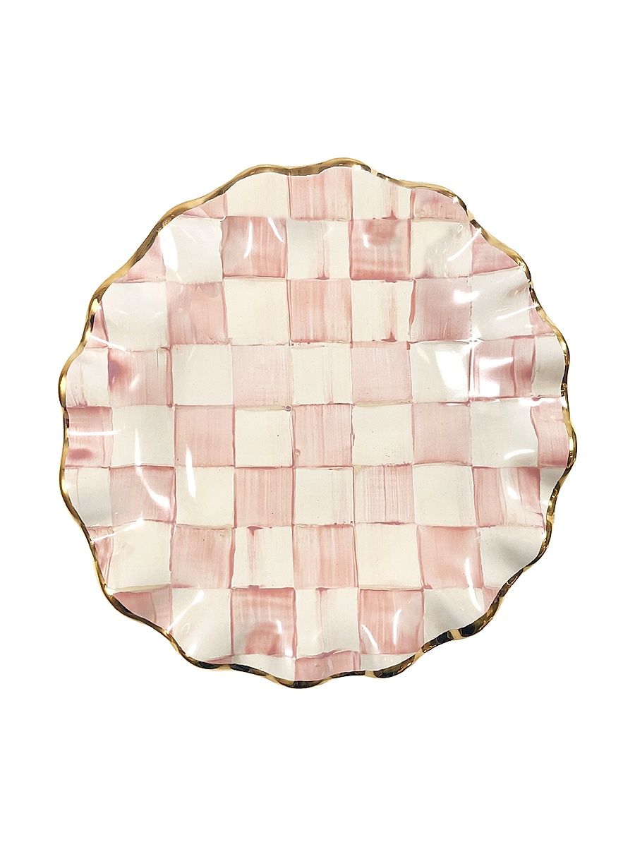 Rosy Check Fluted Ceramic Dessert Plate