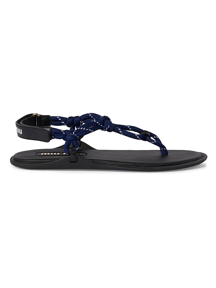Women's Riviere Cord and Leather Sandals - Blue - Size 8