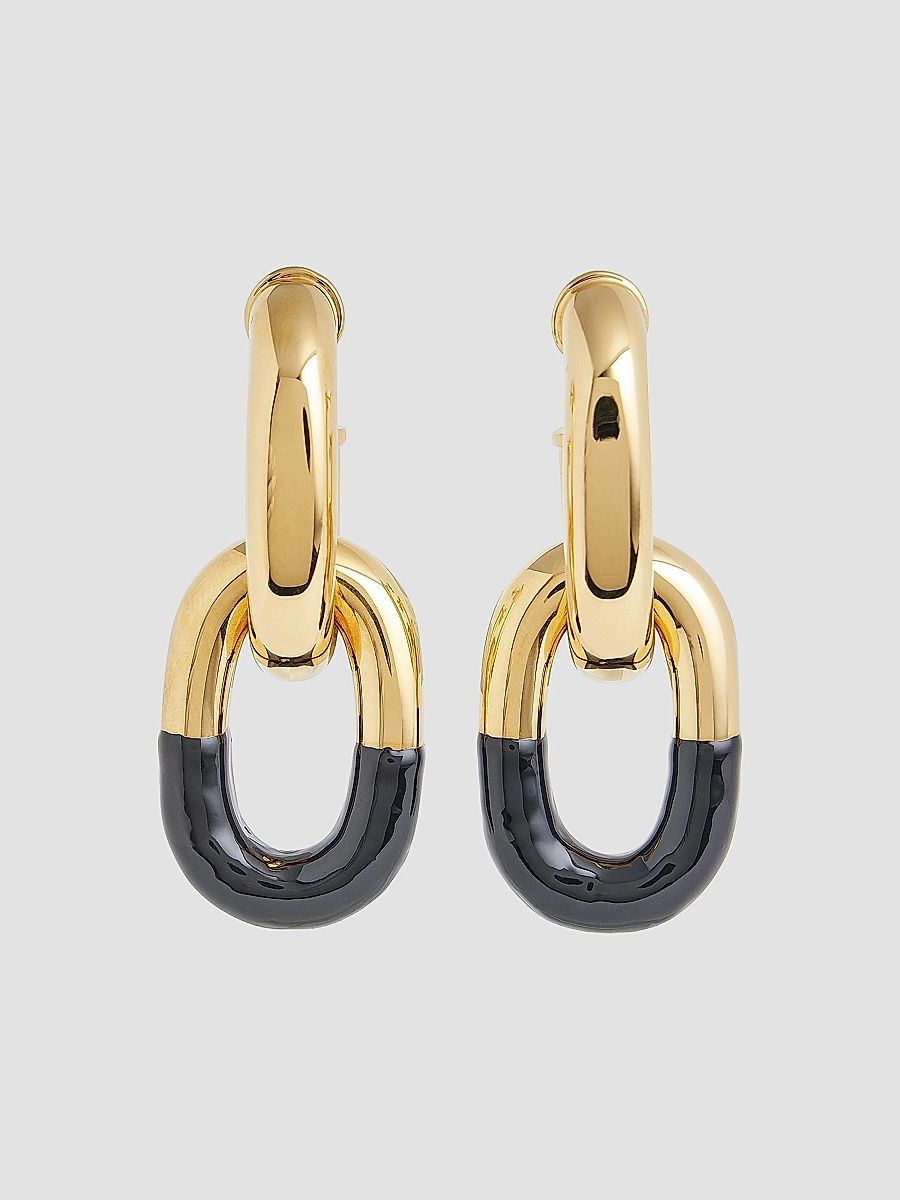 Rabanne Women's XL Link Drop Earrings - Black Light Gold