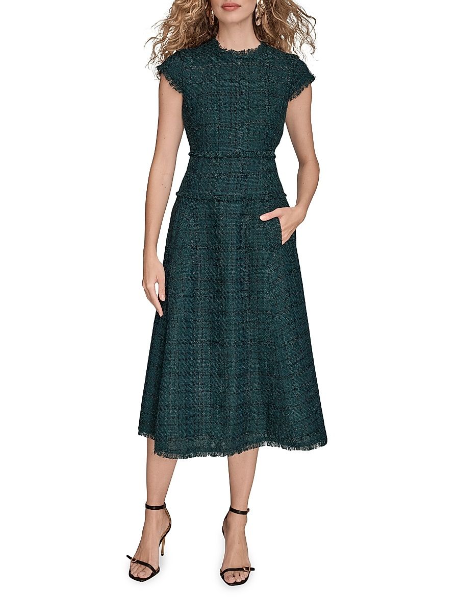Women's Tweed A-Line Midi-Dress - Hudson - Size 2