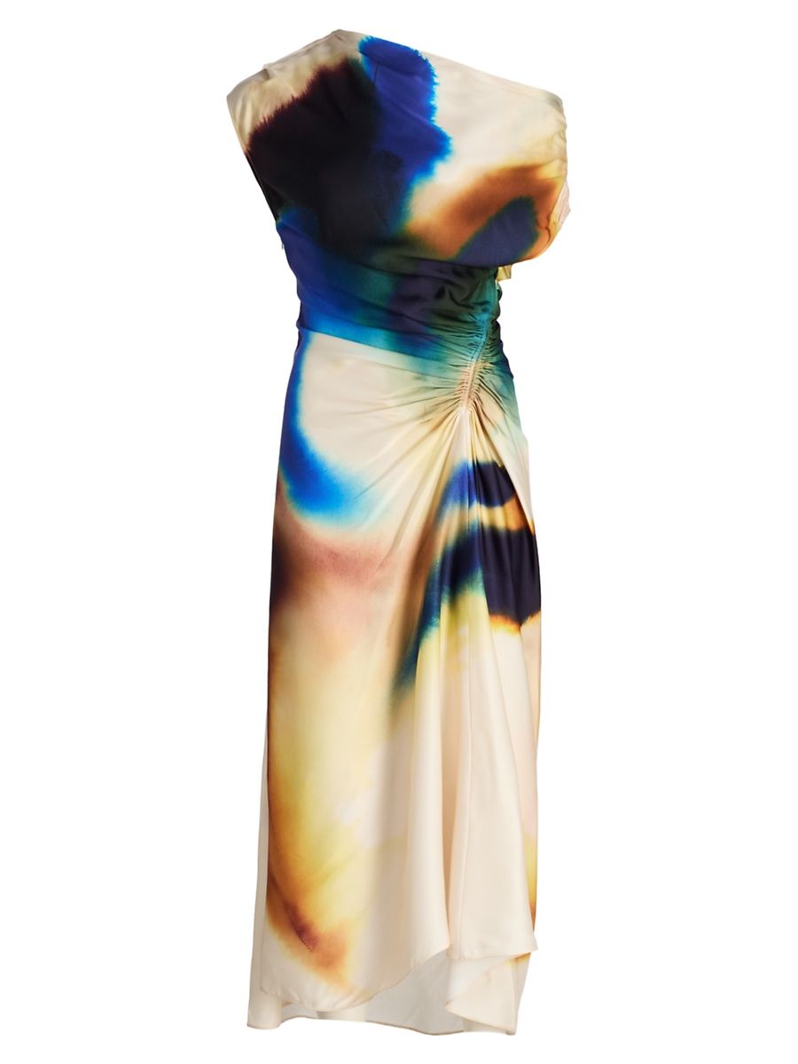 Women's Penny Satin Midi-Dress - Lapis Multi - Size 2
