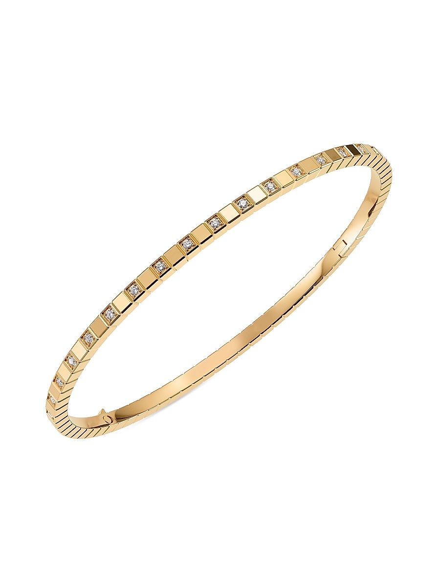 Women's Ice Cube 18K Yellow Gold & Diamond Bangle - Yellow Gold - Size Medium