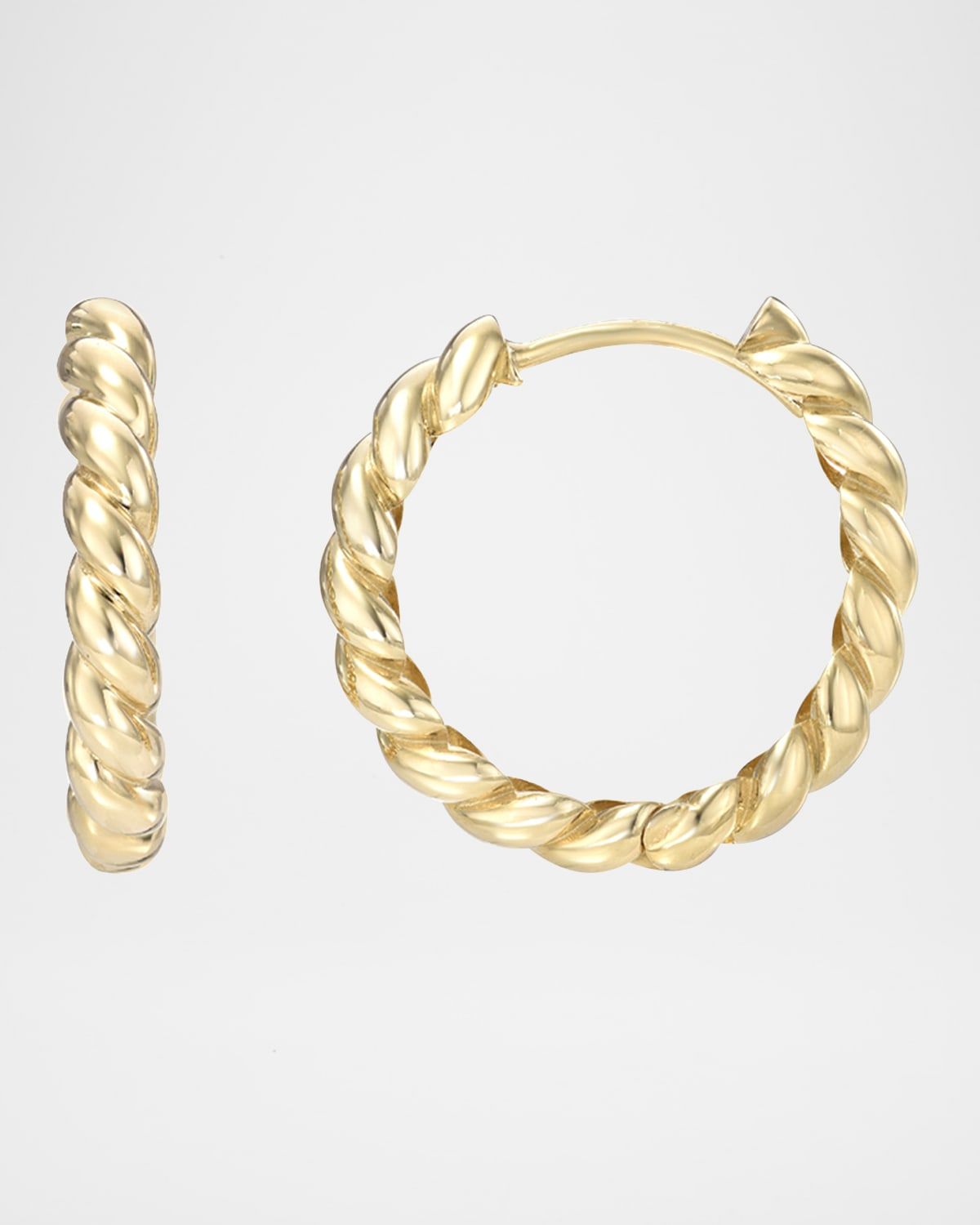 14k Gold Twist Huggie Earrings