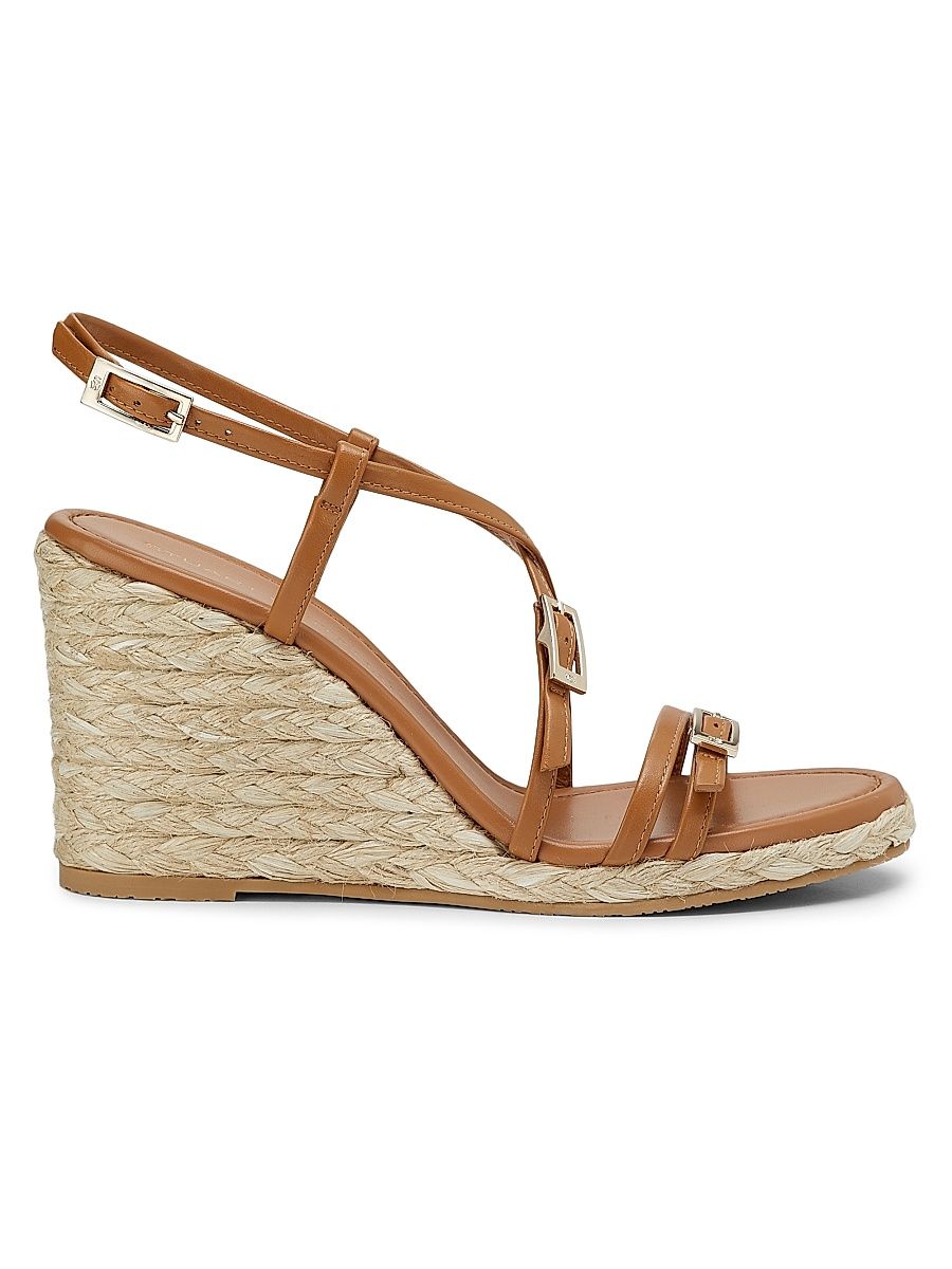 Women's Georgie 90MM Leather Espadrille Wedges - Macchiato Natural - Size 9