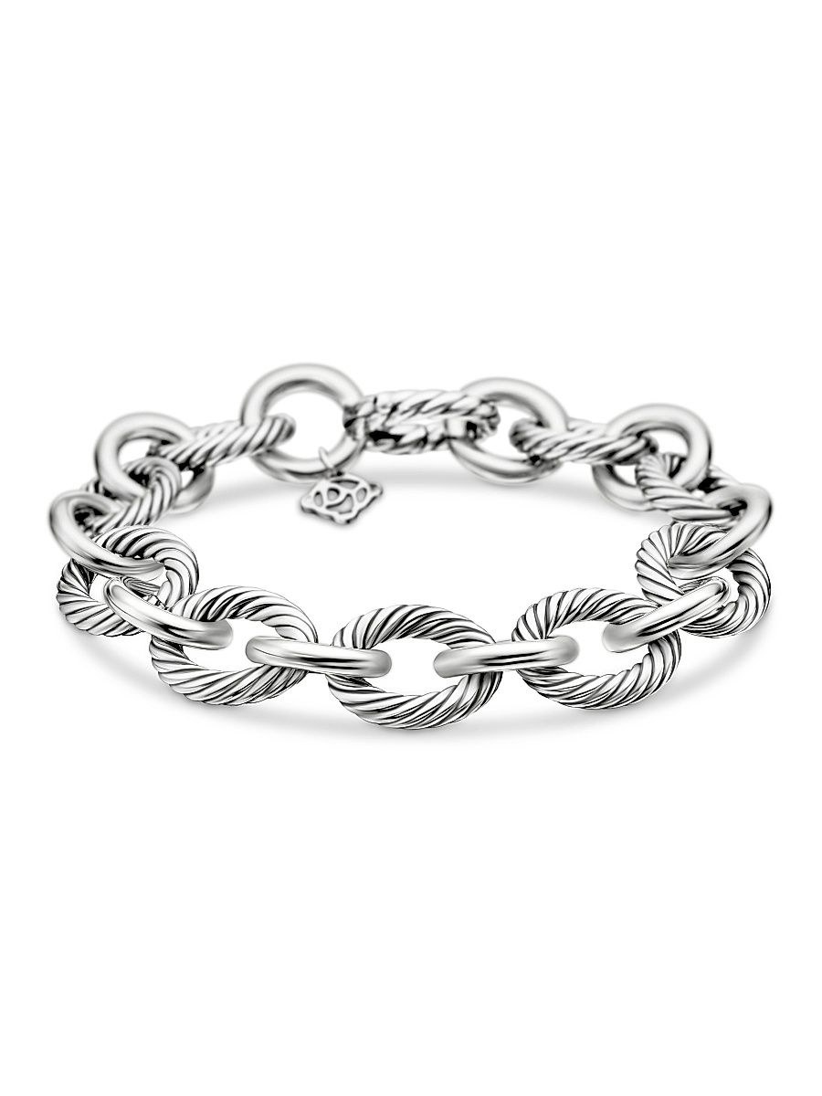 Women's Oval Link Chain Bracelet in Sterling Silver, 12mm - Silver - Size 8