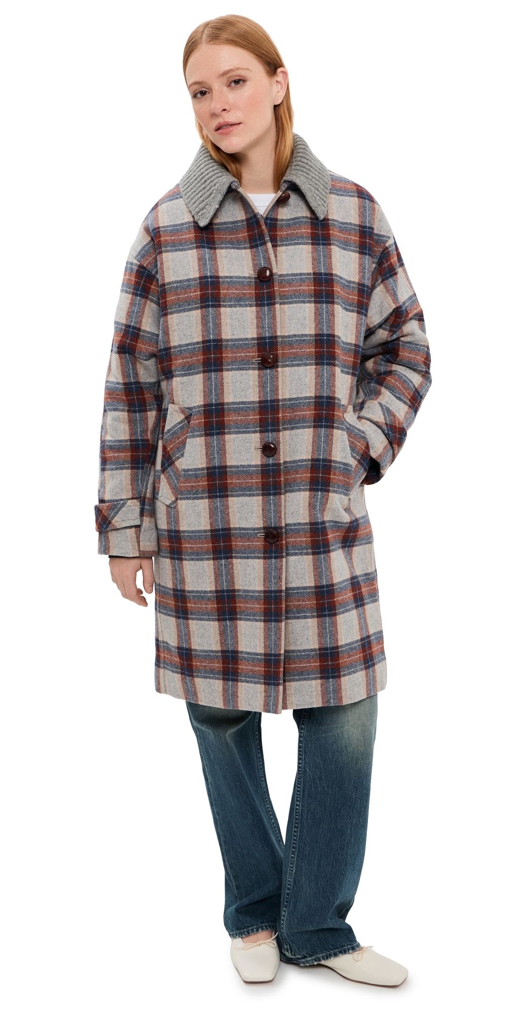 Veronica Beard Laurent Dickey Collared Coat Heather Grey Multi M