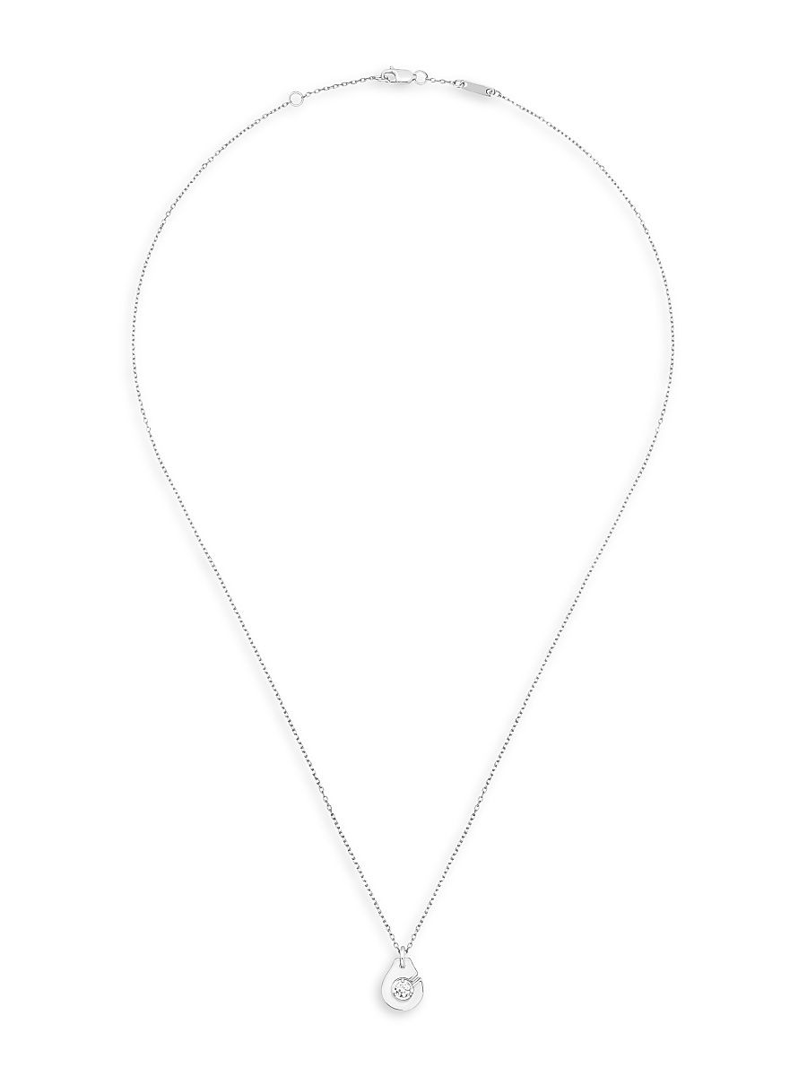 Women's Menottes Dinh Van R8 18K White Gold & Diamond Handcuff Pendant Necklace - White Gold - Size 42
