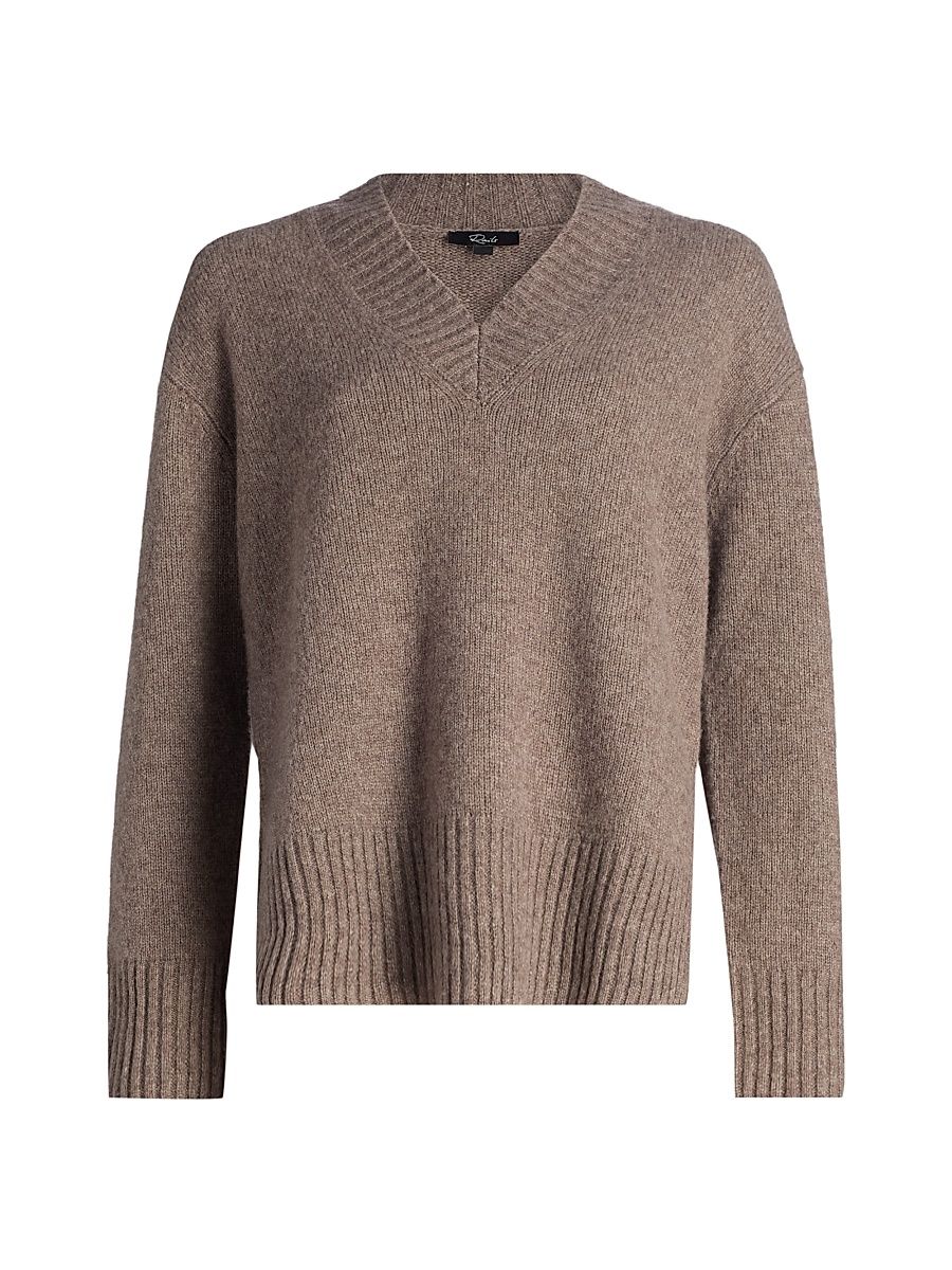 Women's Gisella Cashmere-Silk V-Neck Sweater - Hazelnut - Size Large