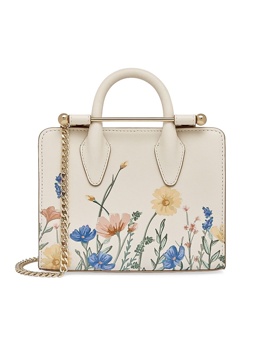 Women's Nano Floral Leather Tote Bag - White