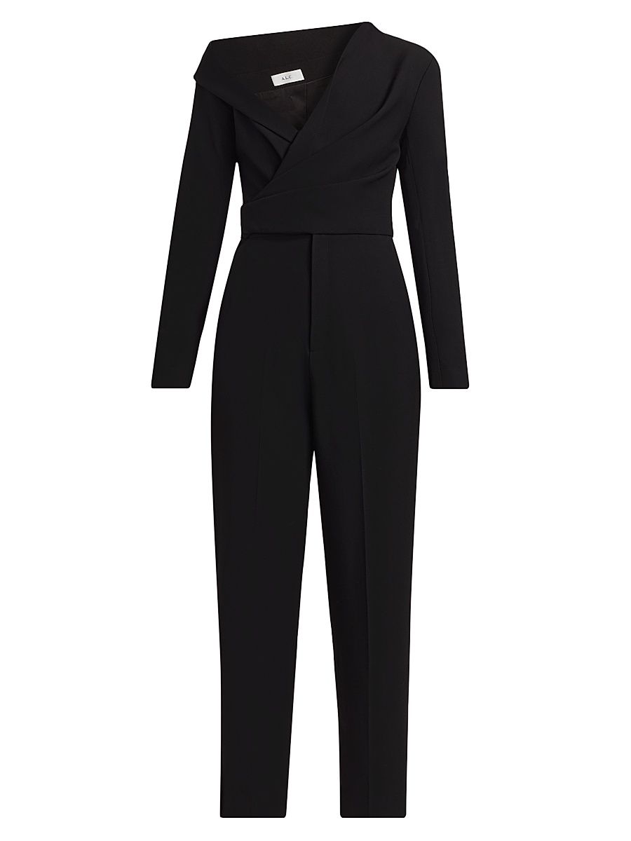 Women's Skyla Asymmetric Wrap Jumpsuit - Black - Size 6