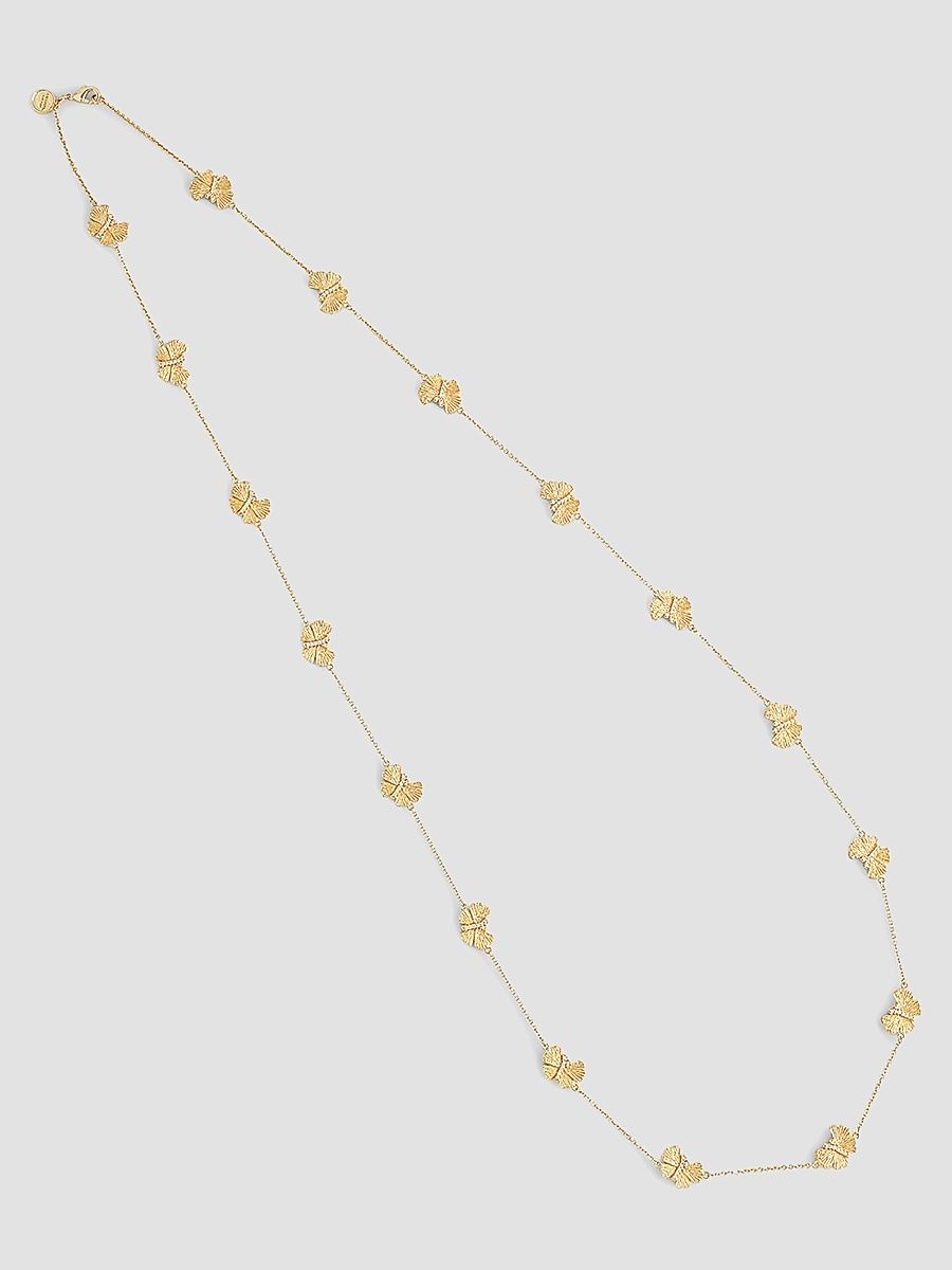 Women's Butterfly 18K-Gold-Plated & Cubic Zirconia Long Station Necklace - Gold