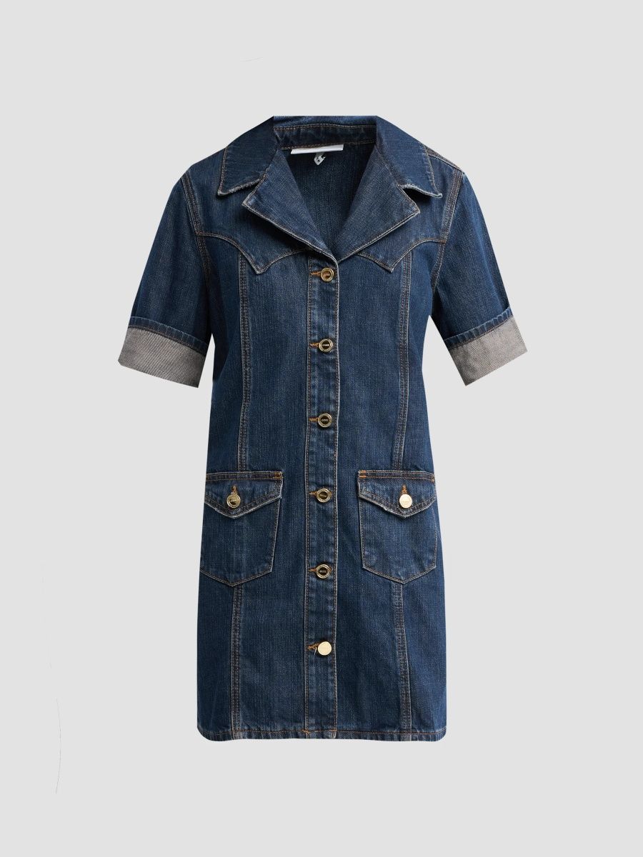 Ganni Women's Denim Mini Shirtdress - Dark Blue Vintage - Size 14
