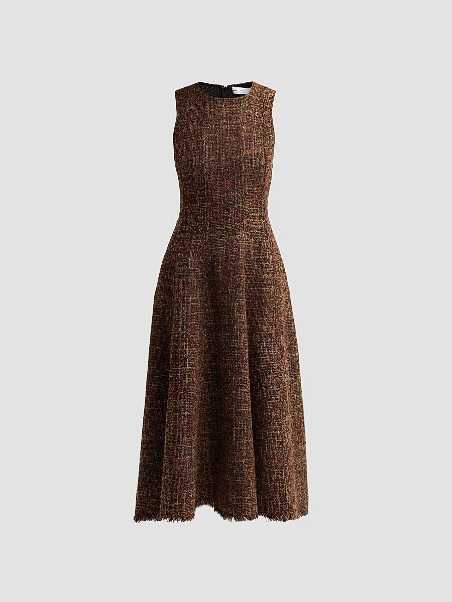 Proenza Schouler White Label Women's Beatrix Textured Tweed Midi Dress - Henna Multi - Size 12