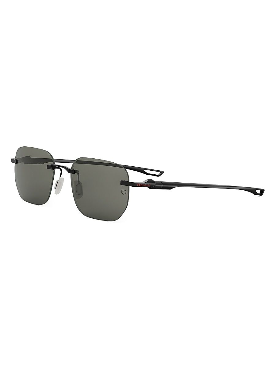 Men's 55MM Mini Vingt Sept Rectangular Sunglasses - Black Dark Grey