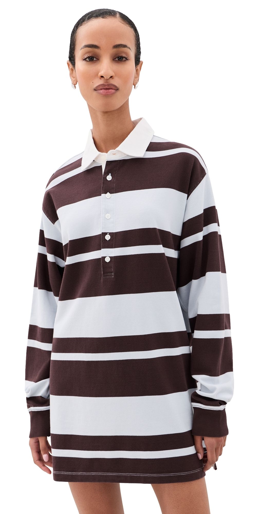 Good American The Knit Rugby Mini Dress Sky Mocha Club Stripe M