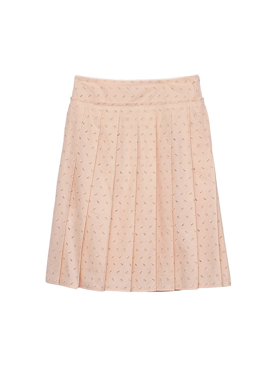 Women's Pleated Eyelet Lace Skirt - Pink - Size 12