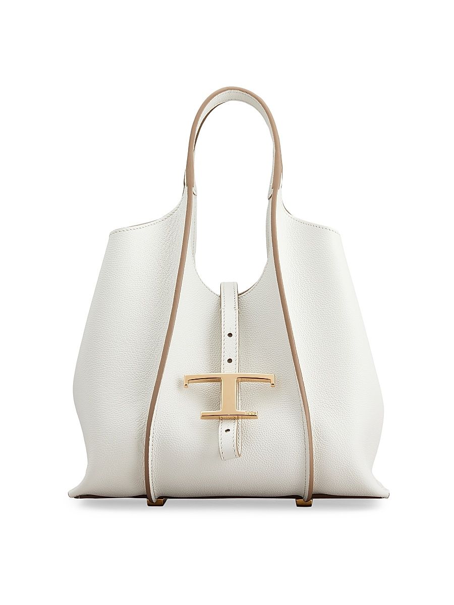 Women's Mini T Timeless Leather Shopper Tote Bag - Bianco Calce