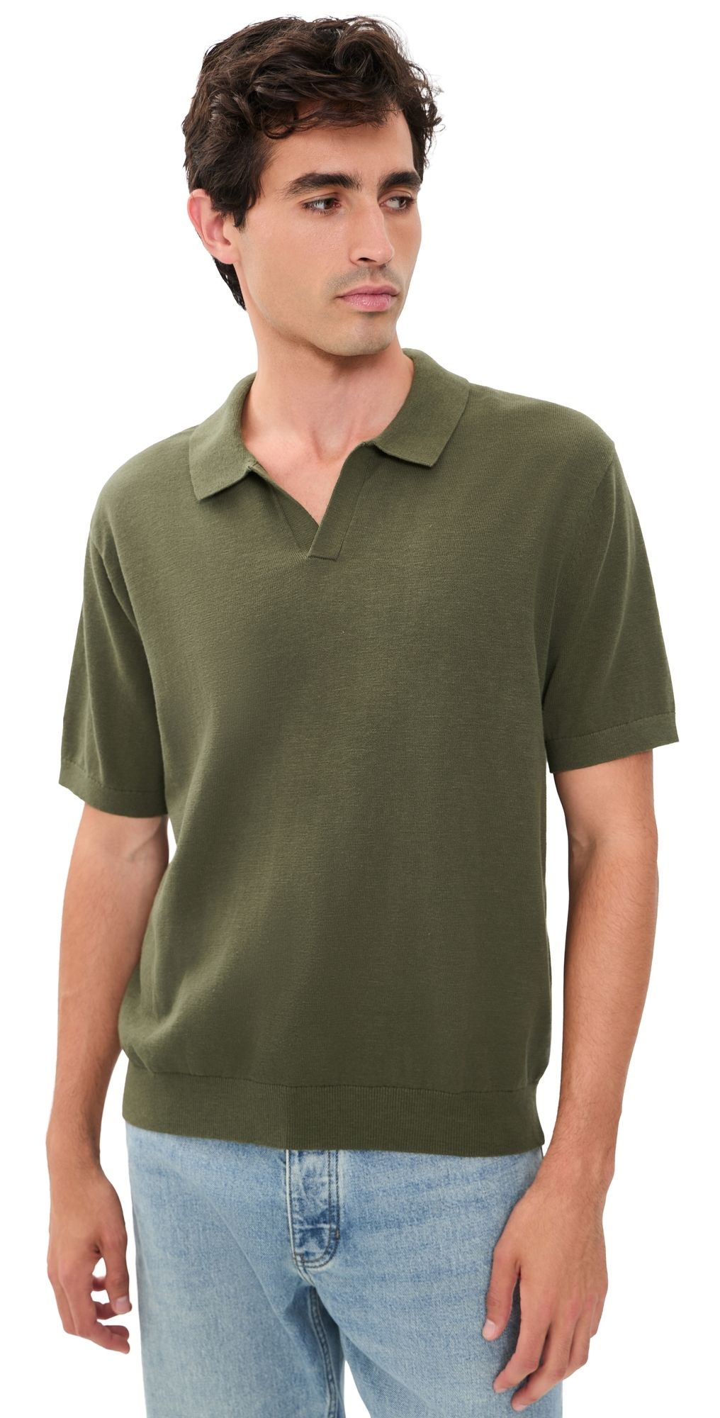 Madewell Johnny Collar Sweater Polo Olive Drab L