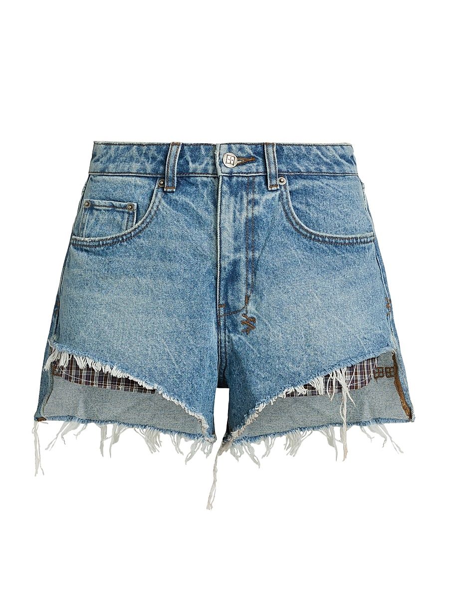 Women's Future Memory Kut Off Plaid Pocket Denim Shorts - Denim - Size 24