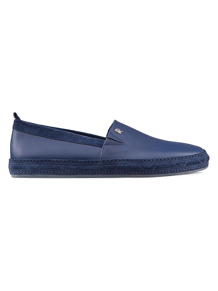 Men's Calfskin Leather Loafers - Blue - Size 7.5