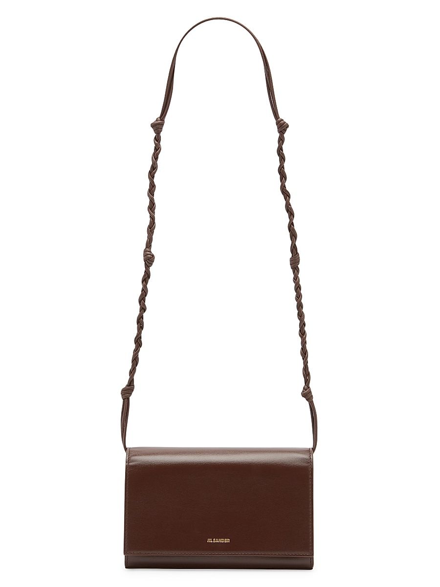 Women's Tangle Leather Wallet-On-Strap - Dark Earth