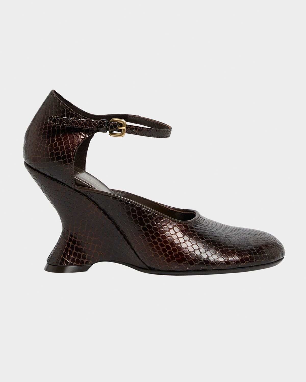 Python Stamped Leather Wedge Pumps