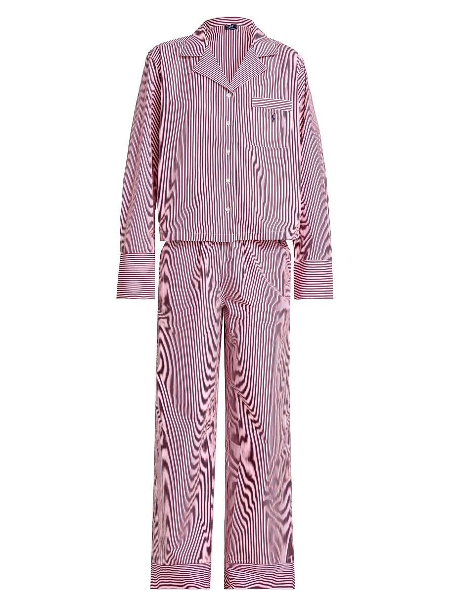 Women's Bailey Striped Long Pajama Set - Classic Red - Size Small