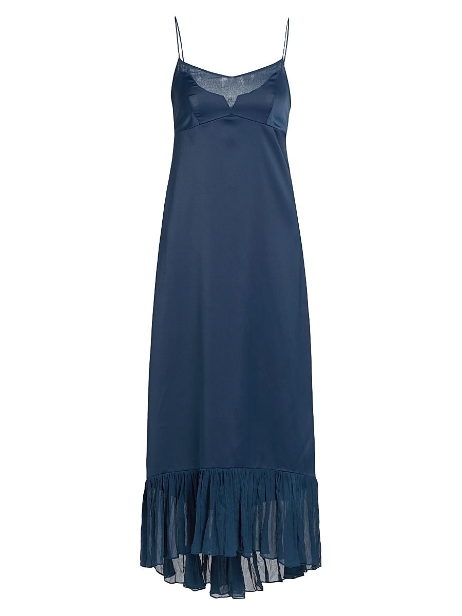 Women's Layla Satin Ruffled-Hem Gown - Navy - Size XL