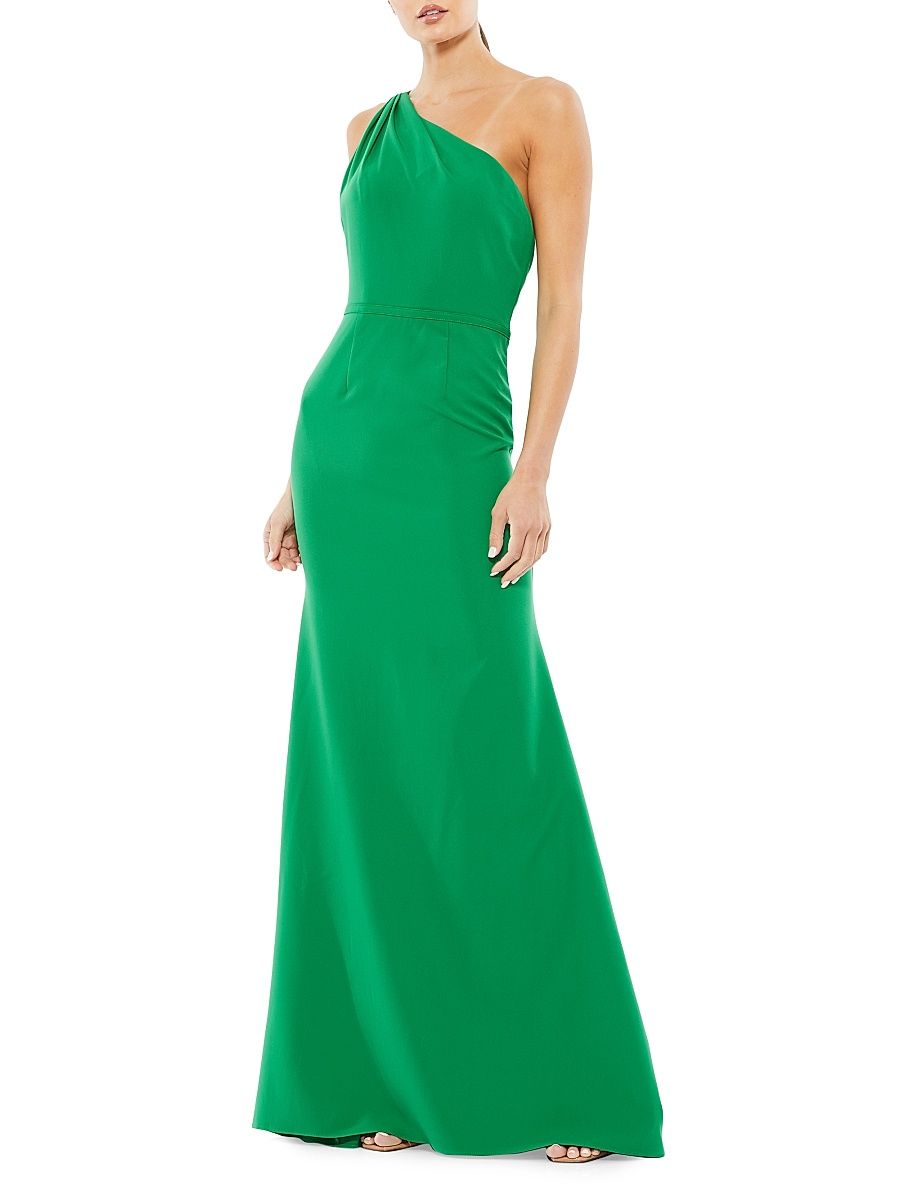 Women's Ieena One-Shoulder Sheath Gown - Emerald - Size 0