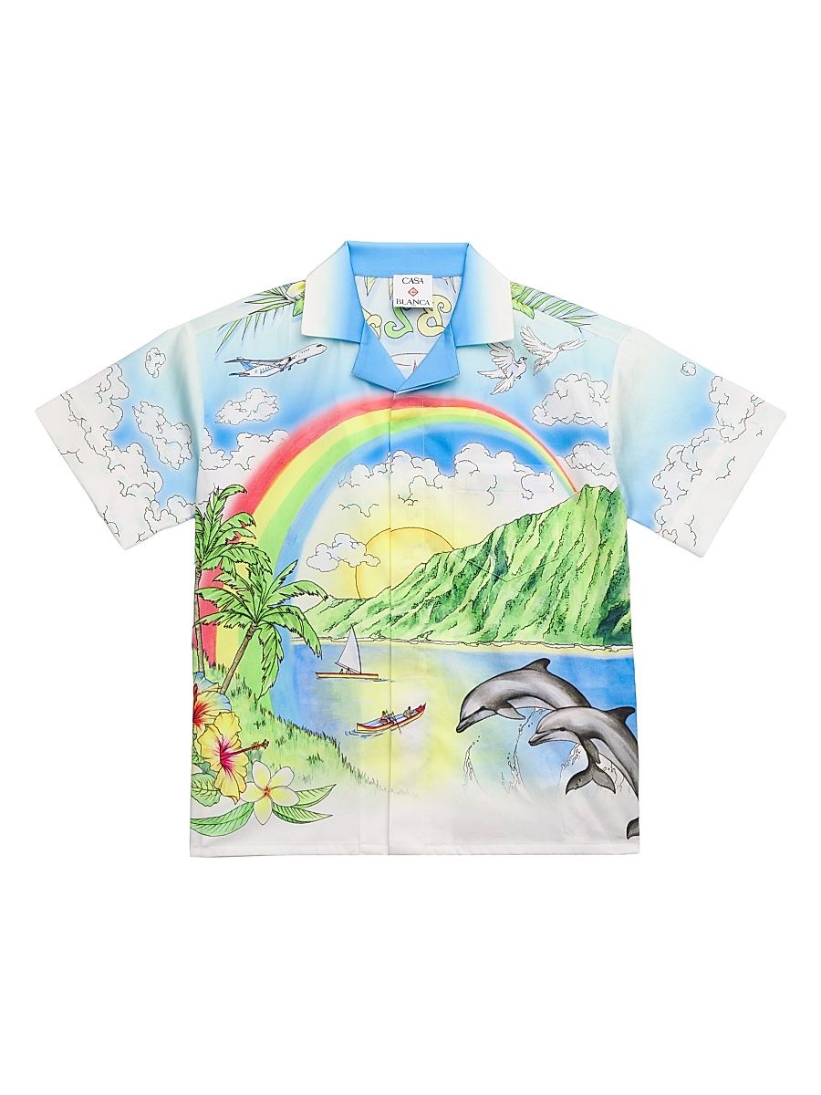 Boy's Aloha Printed Short-Sleeve Cotton Shirt - Size 13