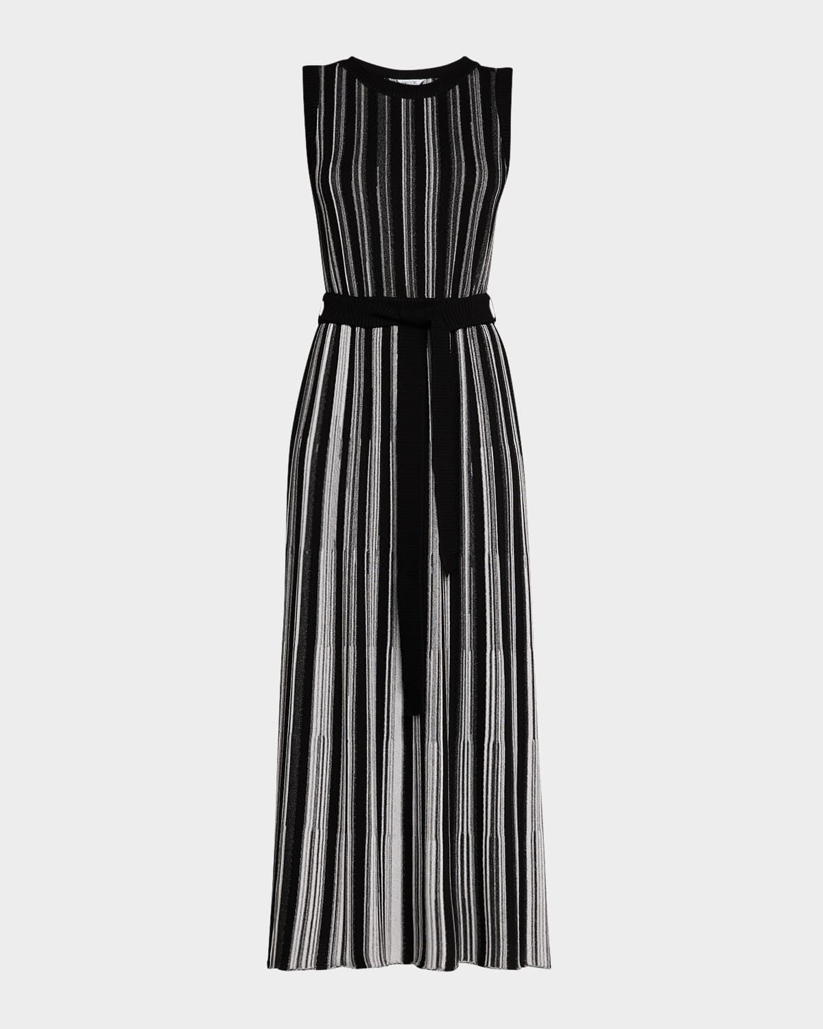 Sleeveless Soft Ribbed Knit Belted Maxi Dress - Modern Fit