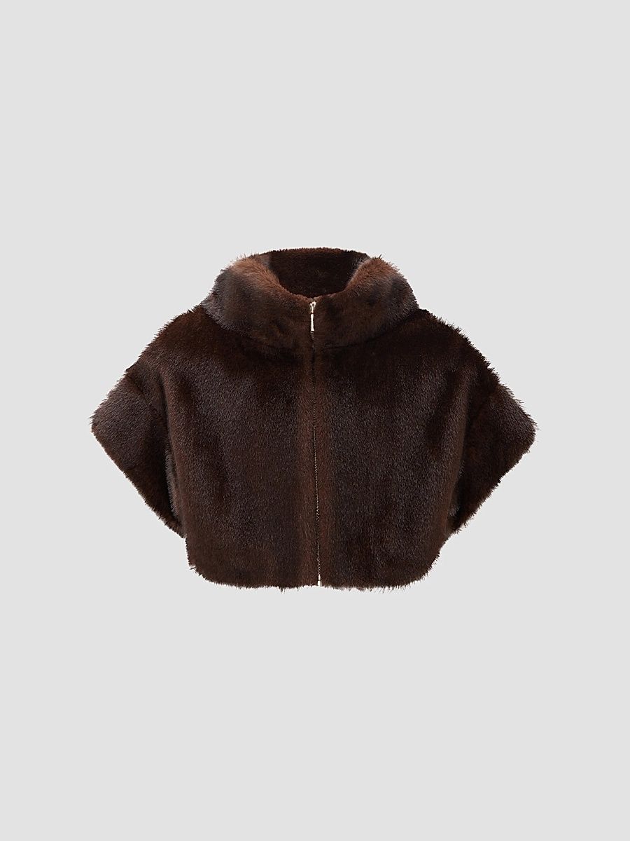 Lyla Grant Women's Mink Bolero Coat - Dark Brown - Size Small