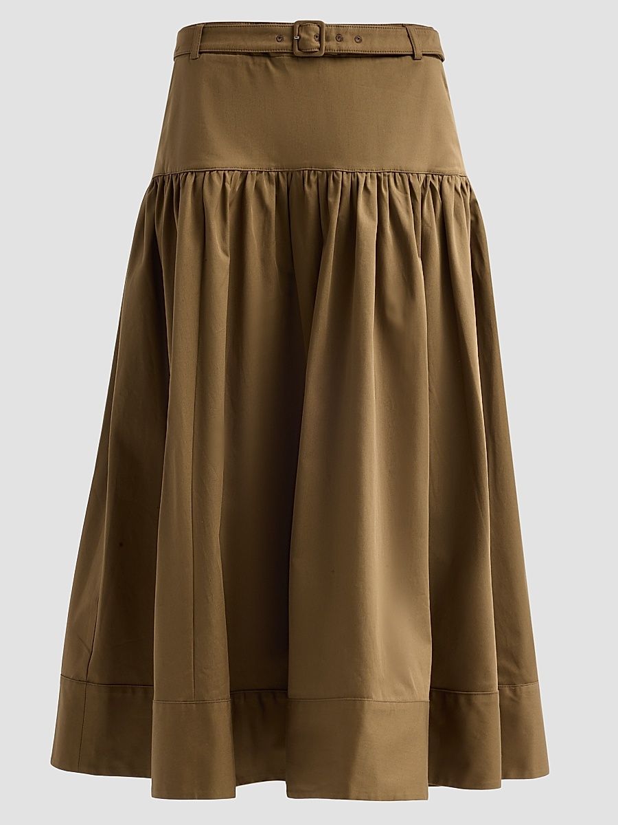 Women's Peri Belted Midi Skirt - Dark Olive White - Size 00