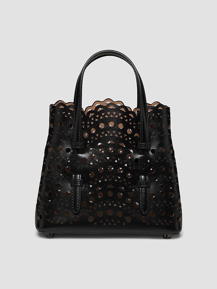 ALAÏA Women's Mina 16 Perforated Leather Top Handle Bag - Noir