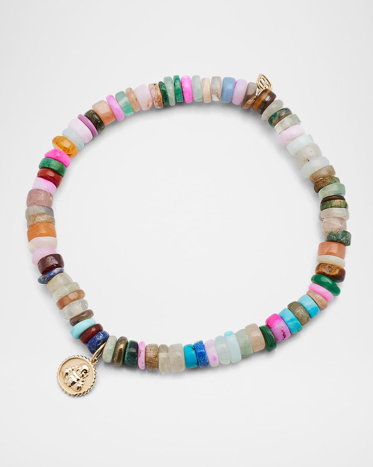 Men & apos;s 14K Gold Diamond Buddha Charm Heishi Beaded Bracelet