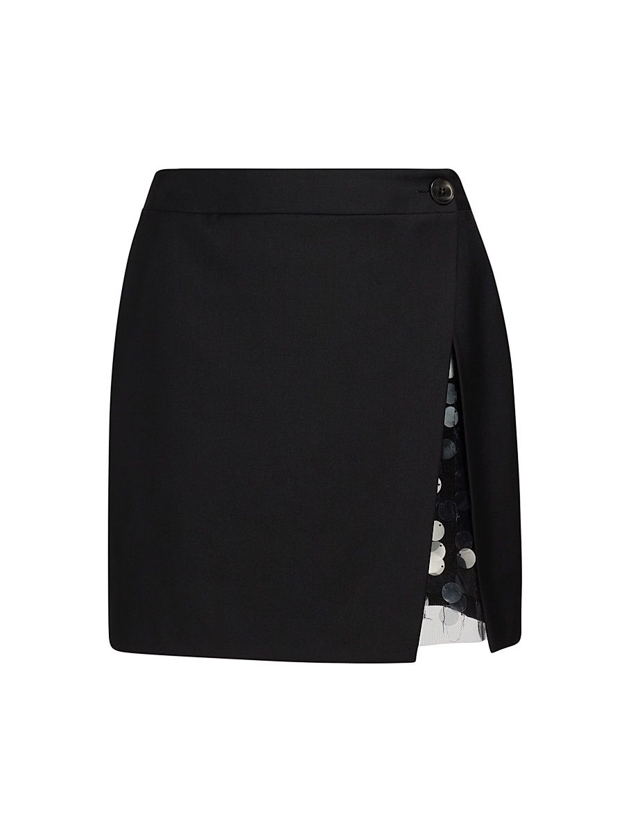 Women's Noelia Peekaboo Crepe Miniskirt - Nero - Size 8