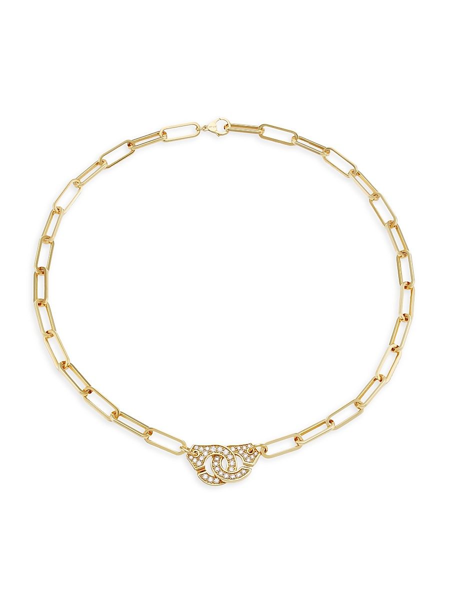 Women's Menottes 18K Yellow Gold & Diamond Openwork Chain Necklace - Gold